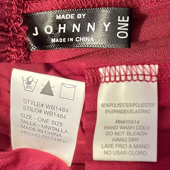 JOHNNY Wine Pleated Wide Leg Pants Drawstring - Picture 7 of 7